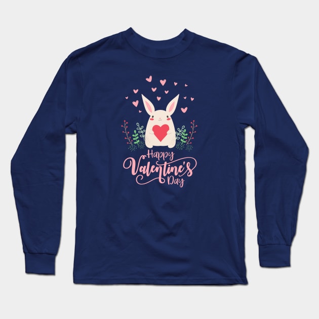 Cute and Adorable Valentine Bunny with a Heart Long Sleeve T-Shirt by Jasmine Anderson